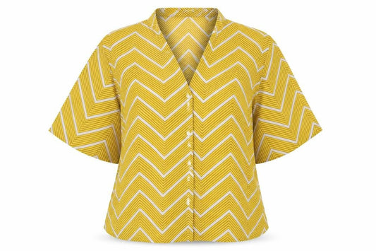Boohoo Womens Yellow Striped  Basic Button-Up Size 8