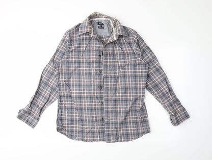 Additional front view of Wolsey men’s grey plaid button-up, size M