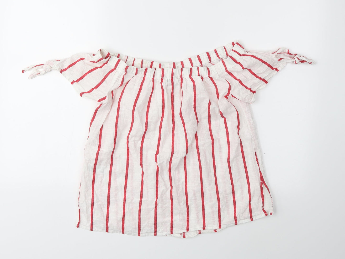 Papaya Womens White Striped  Basic Blouse Size 10