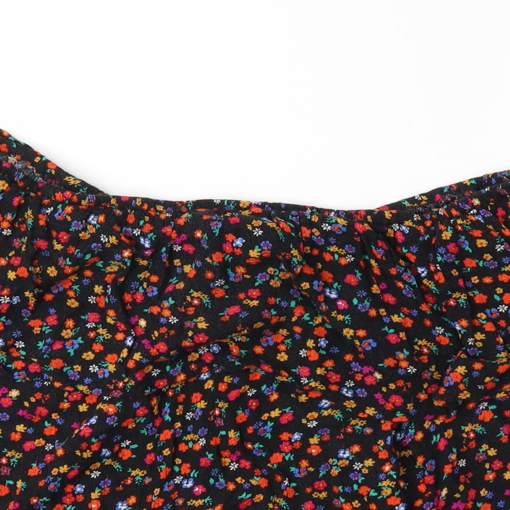 Papaya Womens Black Floral  Basic Blouse Size 10