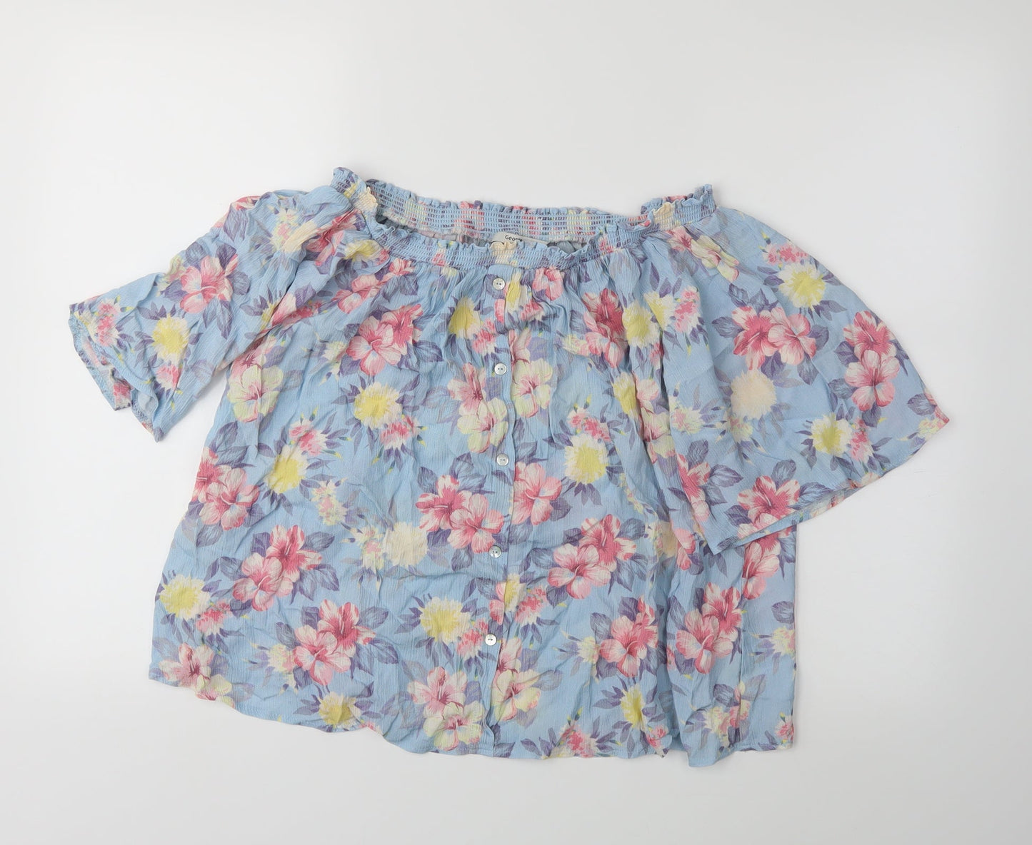 George Womens Black Floral  Basic Blouse Size 14