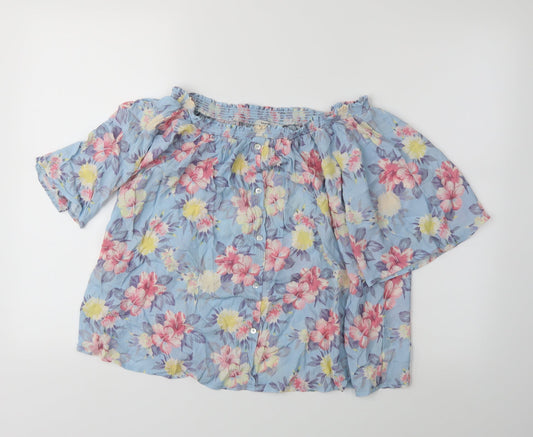 George Womens Black Floral  Basic Blouse Size 14