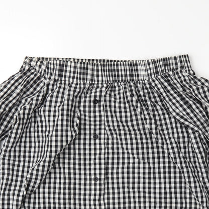 Close-up detail of Cameo women’s black plaid basic blouse, size UK 10
