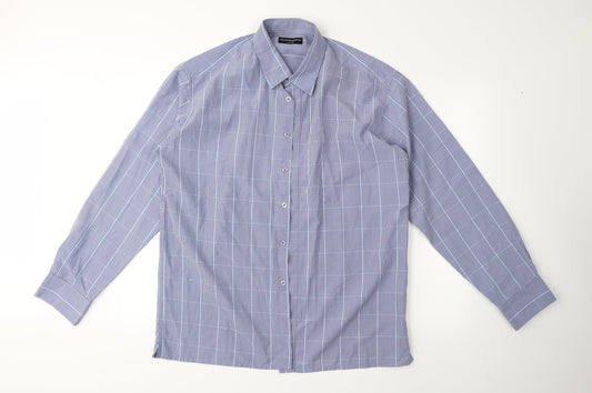 Island Earth Mens Black Plaid   Button-Up Size L