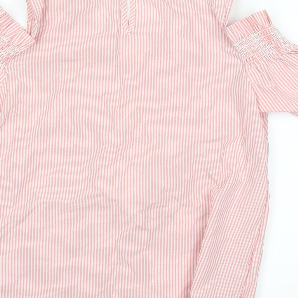 Papaya Womens Pink Striped  Basic T-Shirt Size 12