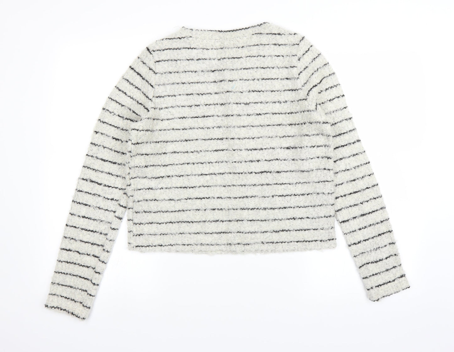 New Look Womens White Striped  Pullover Jumper Size 12