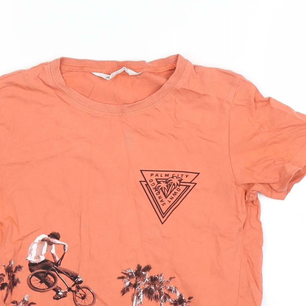 H&M Boys Orange   Basic T-Shirt Size 9-10 Years