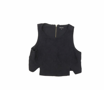 Additional front view of River Island women’s black floral basic blouse, size UK 6