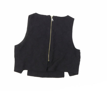 Back view of River Island women’s black floral basic blouse, size UK 6