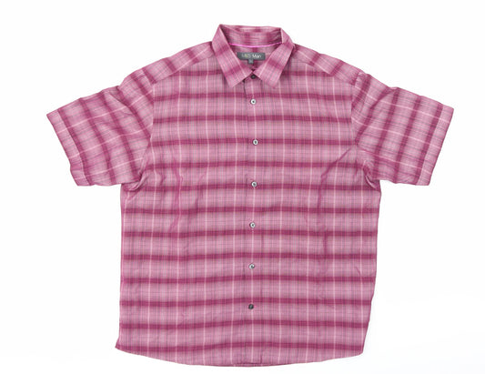 M&S  Mens Purple Check   Button-Up Size L