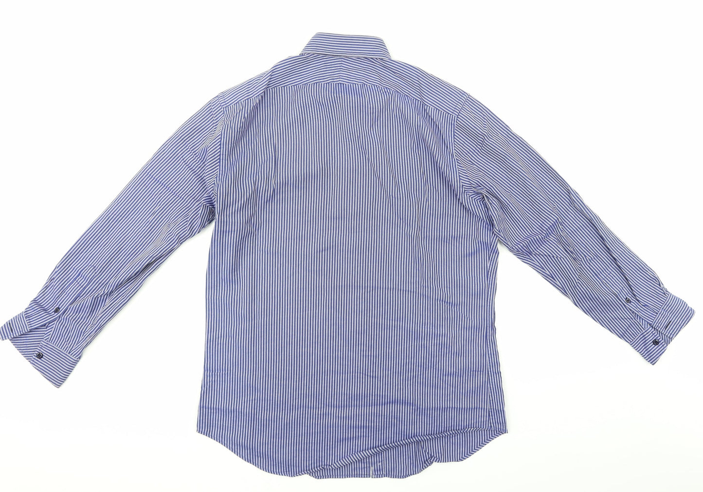 JOHN FRANCOME Mens Blue Striped   Button-Up Size 16.5
