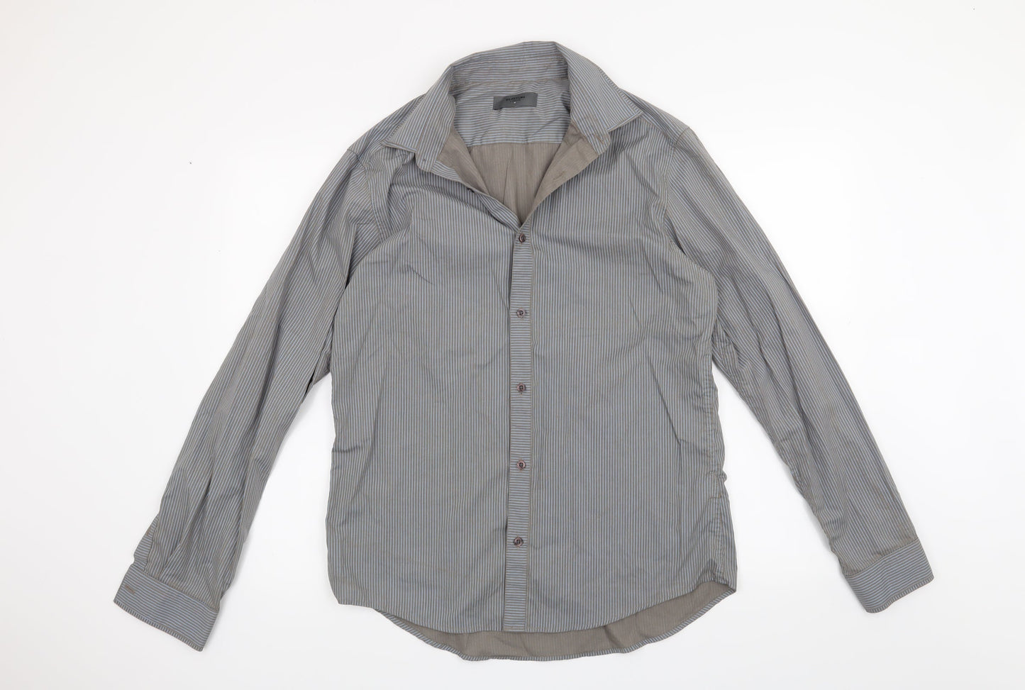 Burton Mens Grey Striped   Button-Up Size M