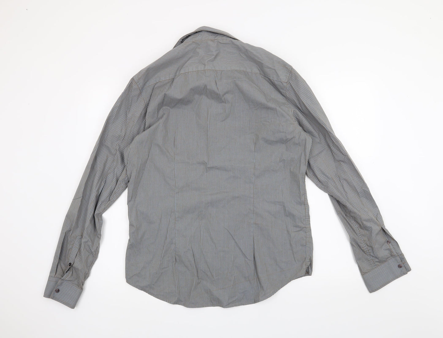 Burton Mens Grey Striped   Button-Up Size M