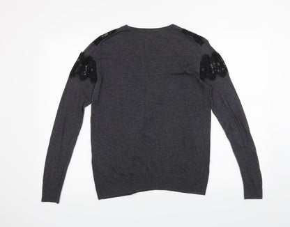 Back view of Warehouse women’s grey jumper, size UK 6