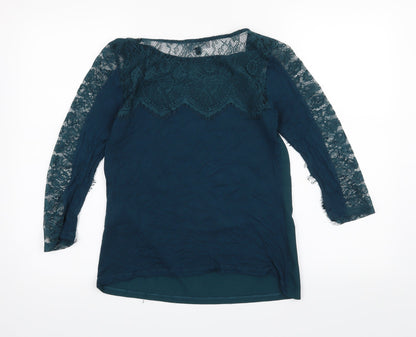 Back view of Warehouse women’s green basic blouse, size UK 8