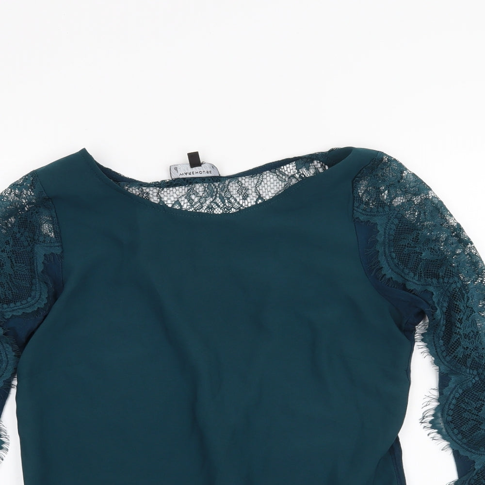 Warehouse Womens Green   Basic Blouse Size 8