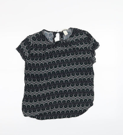 Additional front view of H&M women’s black basic t-shirt, size UK 10