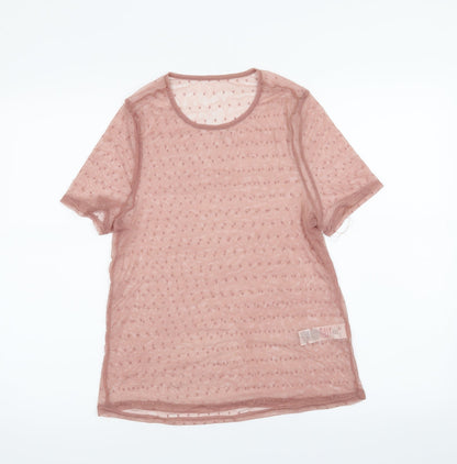 Front view of New Look women’s pink basic t-shirt, size UK 12