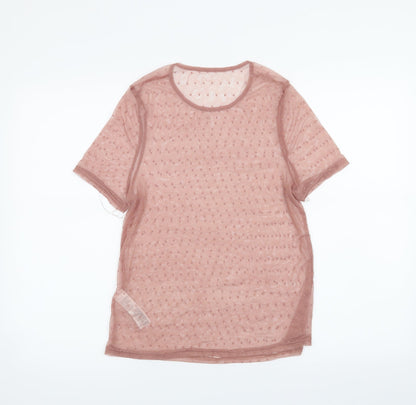 Back view of New Look women’s pink basic t-shirt, size UK 12