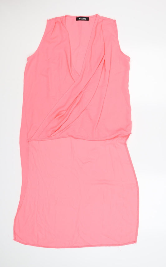 Missguided Womens Pink  Chiffon Tunic T-Shirt Size 8  - wrap, long back