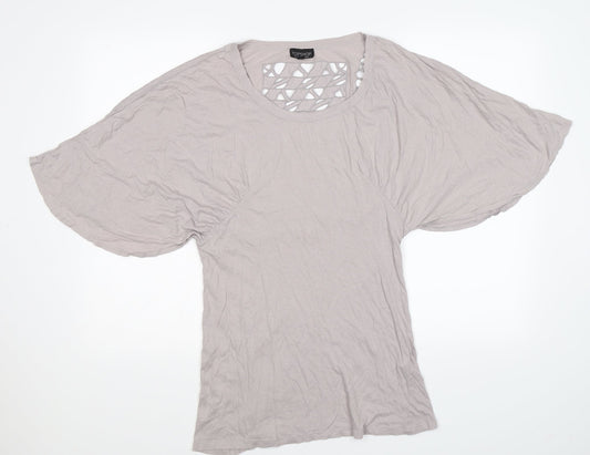 Topshop Womens Grey   Tunic T-Shirt Size 10  - floaty sleeve
