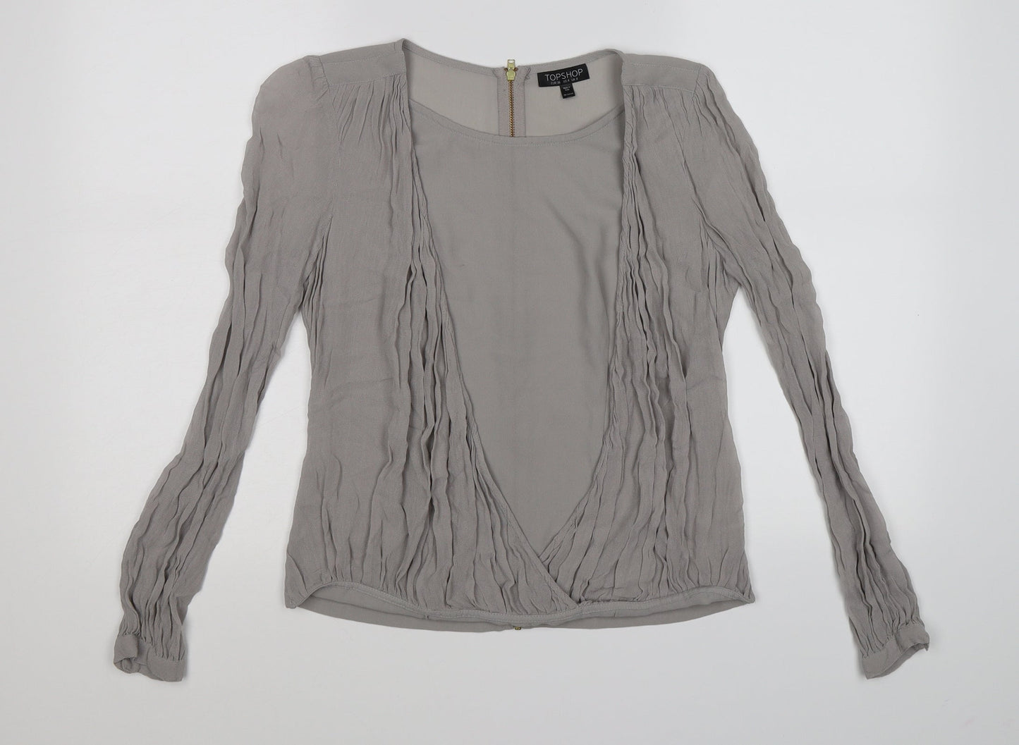 Topshop Womens Grey   Wrap Blouse Size 8