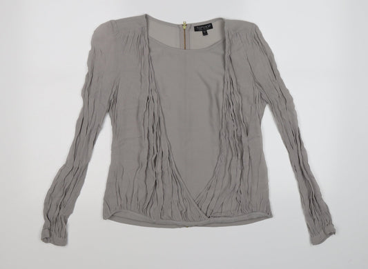 Topshop Womens Grey   Wrap Blouse Size 8