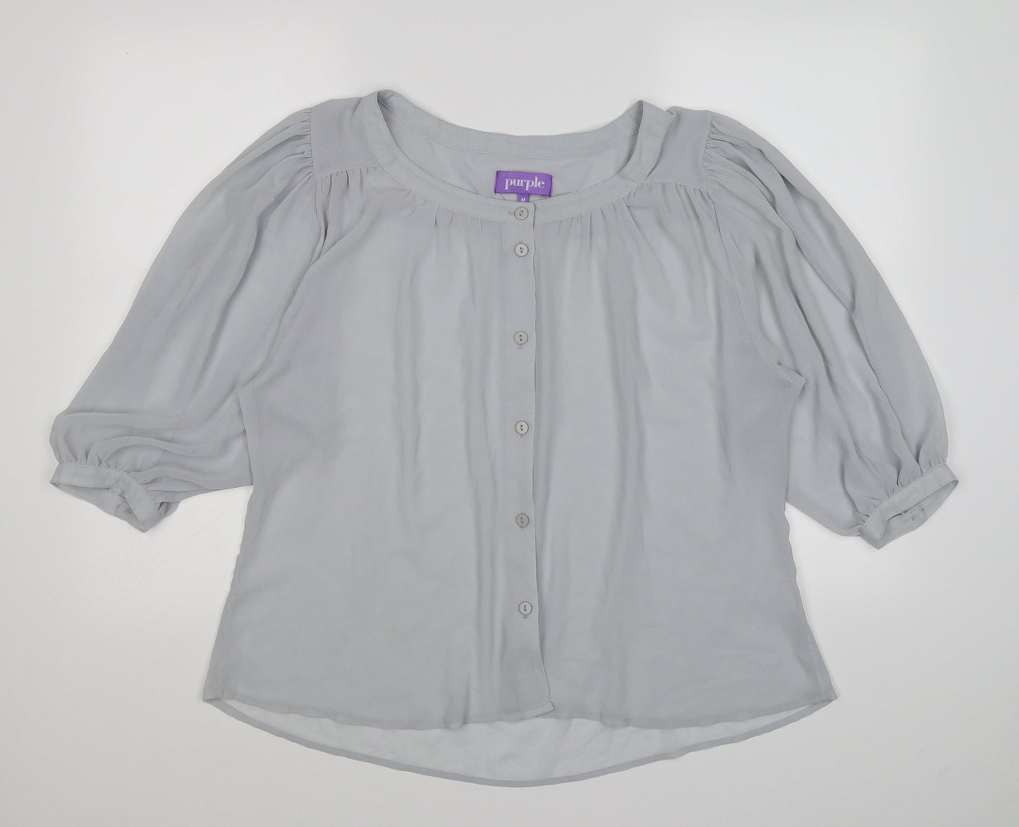 Purple Womens Grey  Chiffon Basic Blouse Size M