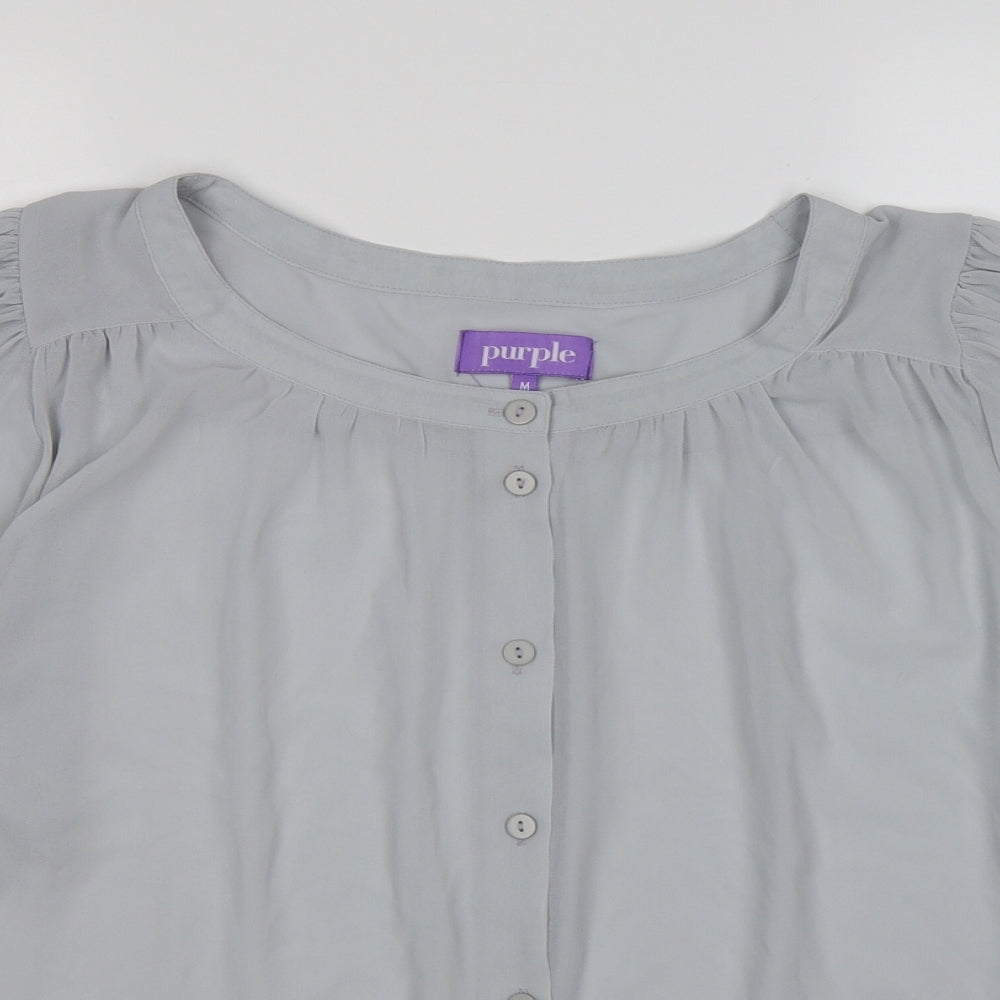 Purple Womens Grey  Chiffon Basic Blouse Size M