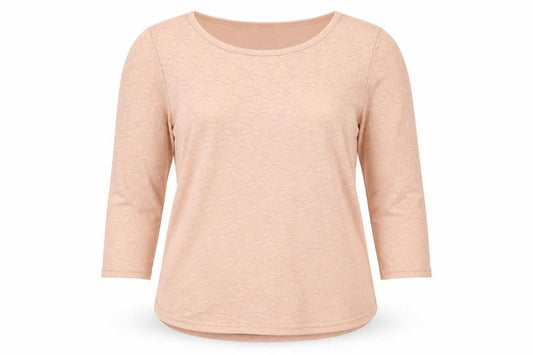 Front view of River Island women’s pink floral knit jumper, size UK 12