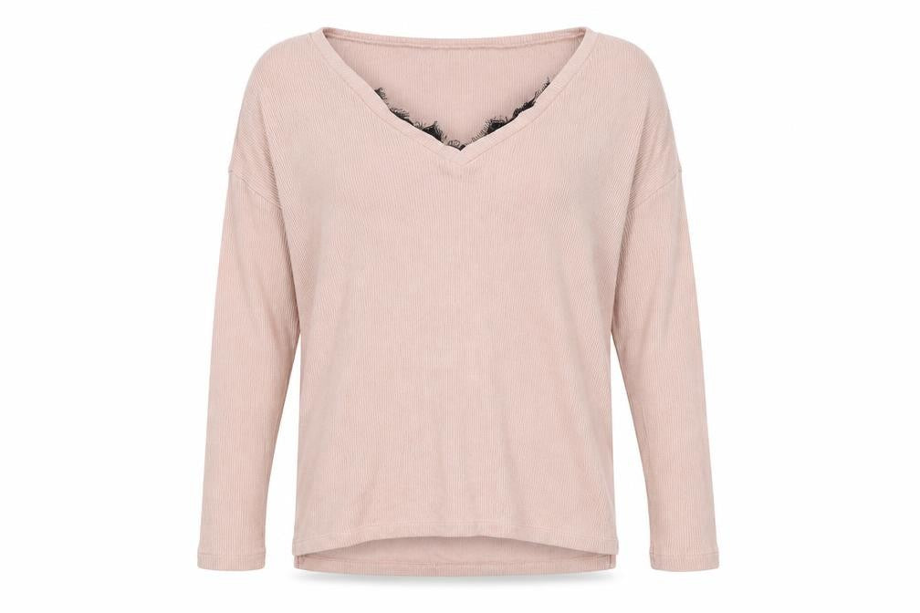 River Island Womens Pink Striped Knit Pullover Jumper Size 6  - lace neckline