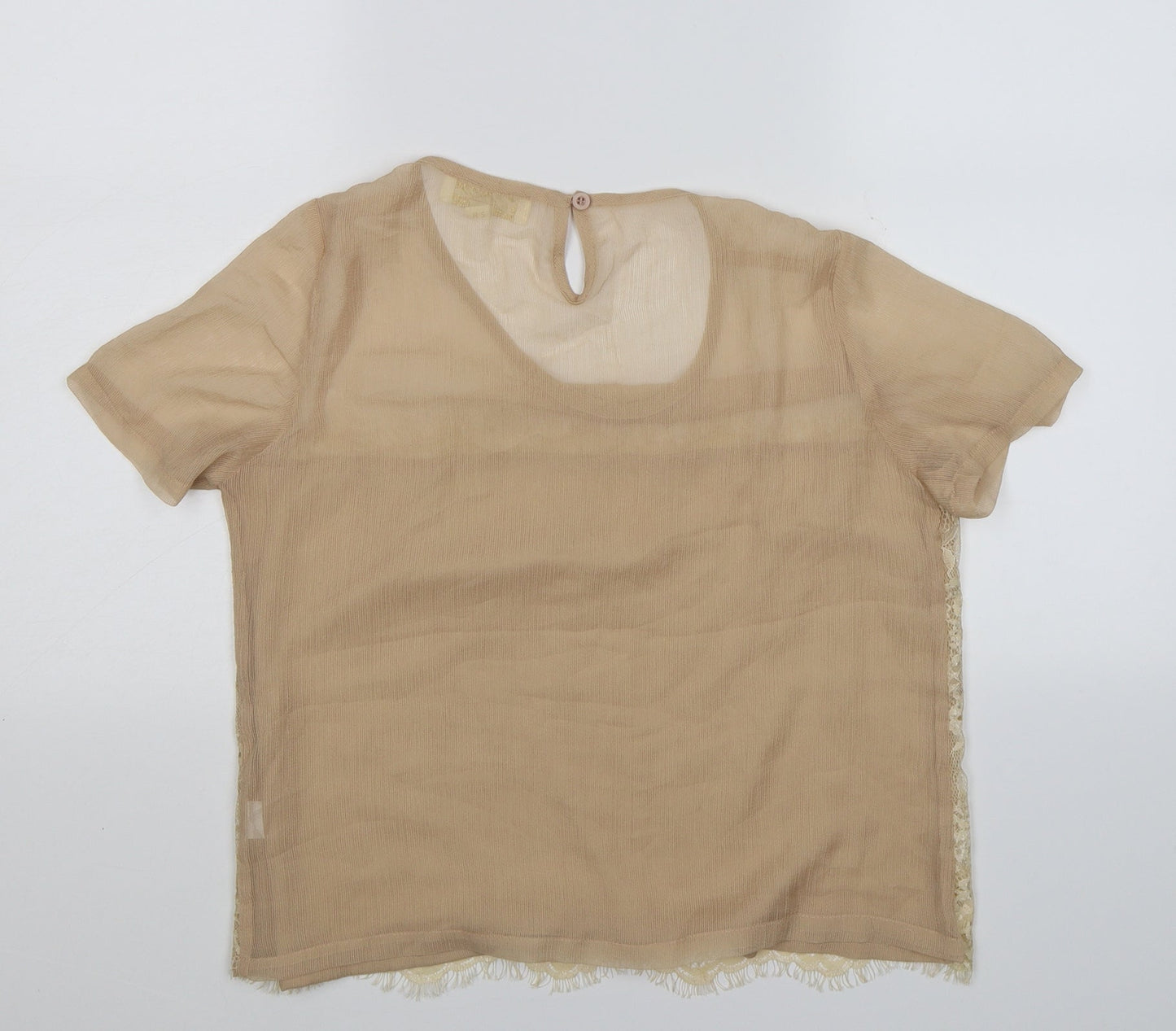 Goldie Womens Gold Floral Chiffon Tunic T-Shirt Size S  - lace