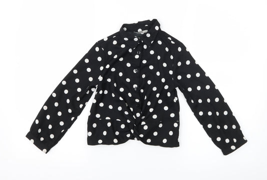 George Girls Black Polka Dot  Basic Button-Up Size 4-5 Years  - tie front