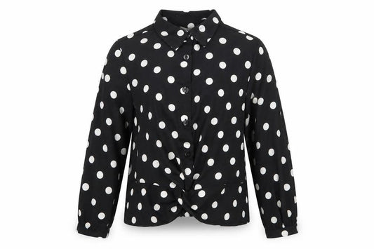 George Girls Black Polka Dot  Basic Button-Up Size 4-5 Years  - tie front