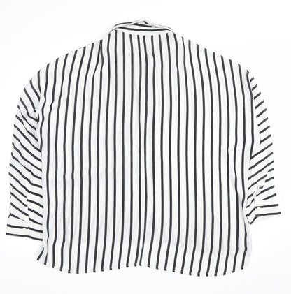 Back view of Select women’s white striped basic button-up, size UK 16
