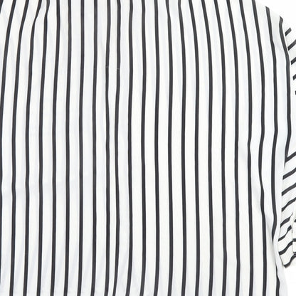 Brand and care label for Select women’s white striped basic button-up, size UK 16