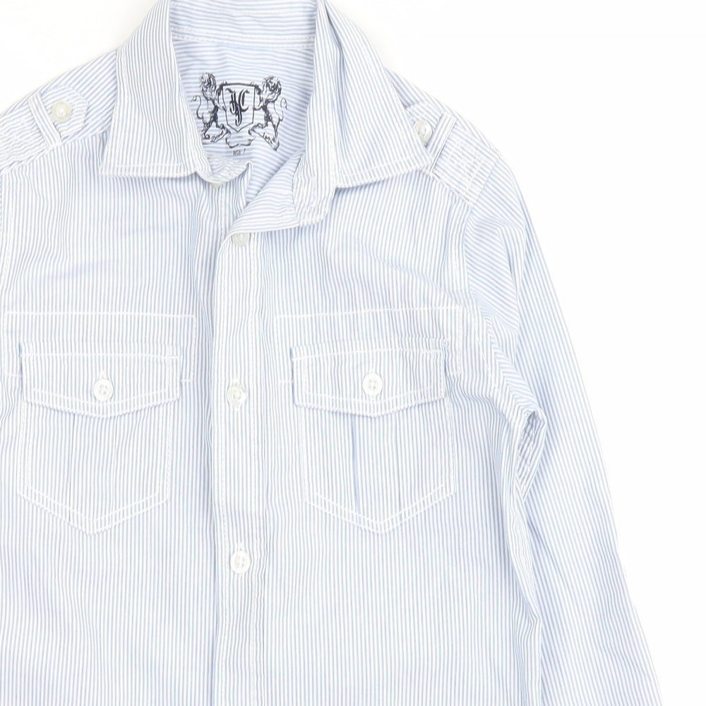 JCJ Boys Blue Striped  Basic Button-Up Size 7 Years
