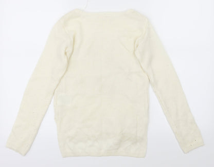 Back view of H&M girls’ white jumper, size 11-12, years - wonder