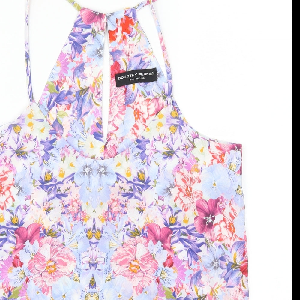 Dorothy Perkins Womens Purple Floral  Basic Blouse Size 10