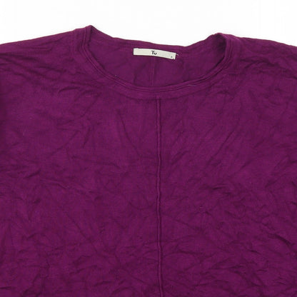 Close-up detail of Tu women’s purple jumper, size UK 8