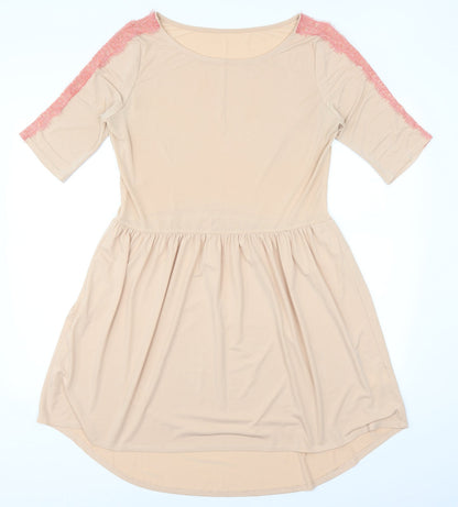 Front view of Be Beau women’s pink fit & flare, size UK 14