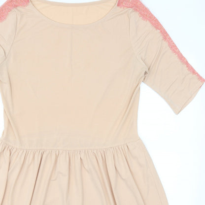 Close-up detail of Be Beau women’s pink fit & flare, size UK 14
