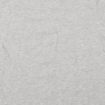 Brand and care label for River Island women’s grey basic t-shirt, size M