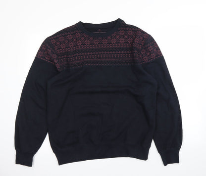 Front view of Easy men’s blue jumper, size M
