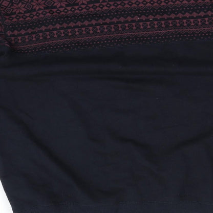 Brand and care label for Easy men’s blue jumper, size M