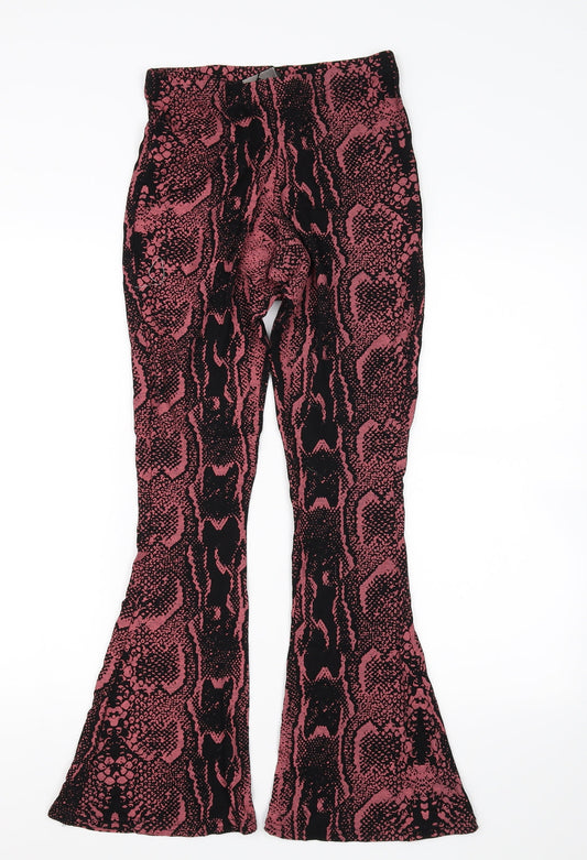 I SAW IT FIRST Womens Black Animal Print  Trousers  Size 10 L28 in