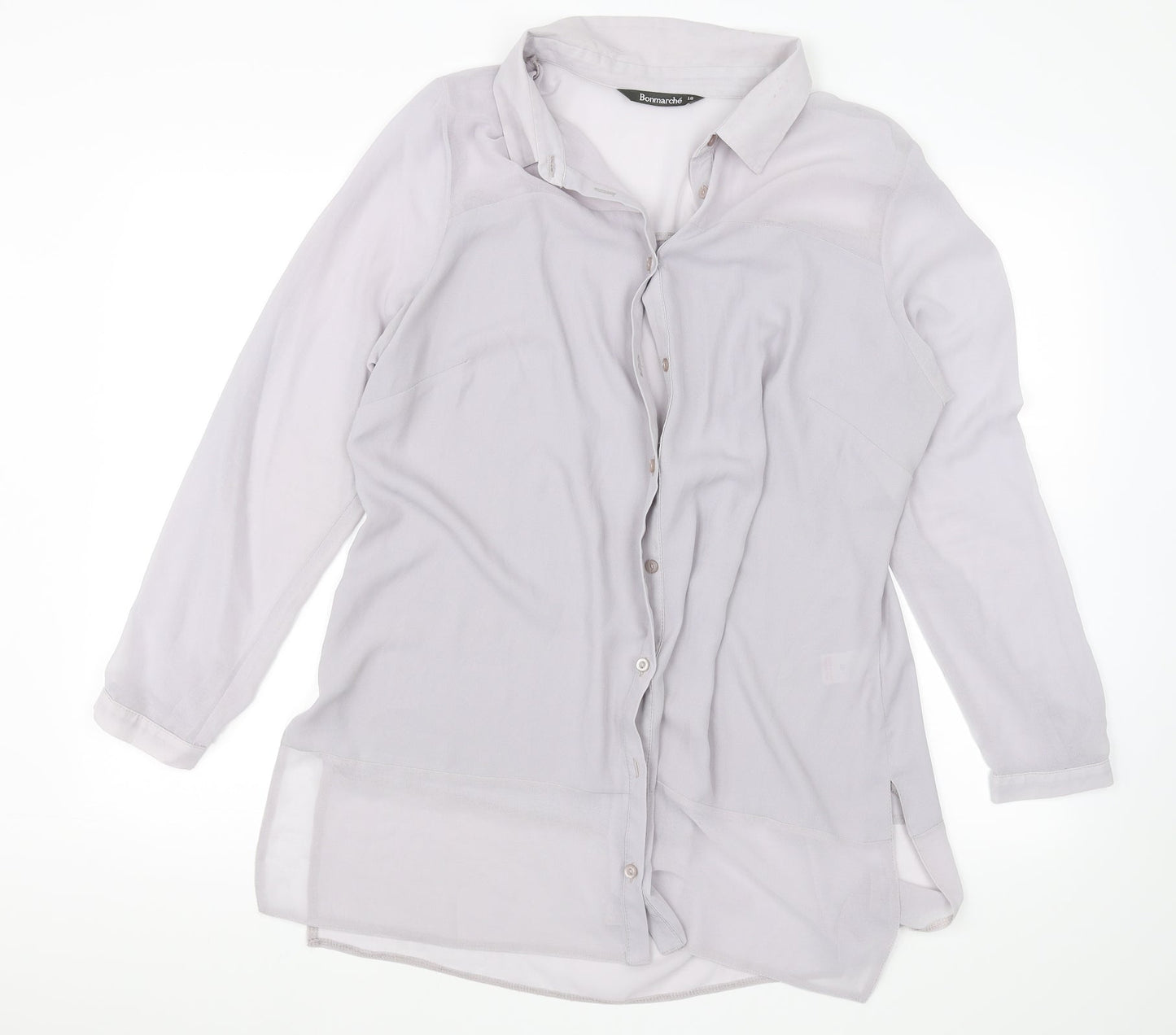 Bonmarche Womens Grey   Basic Button-Up Size 18