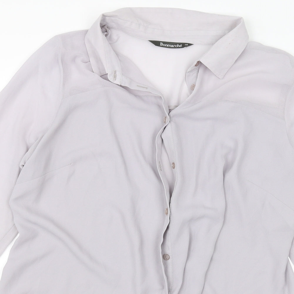 Bonmarche Womens Grey   Basic Button-Up Size 18
