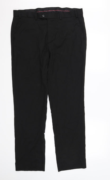 Additional front view of Preworn women’s black dress pants trousers, size UK 36, in, 30-inch leg