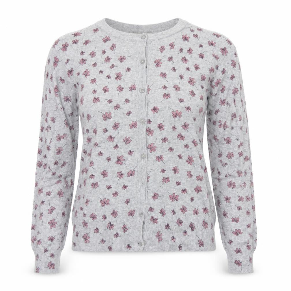Atmosphere Womens Grey Floral Knit Cardigan Jumper Size 4